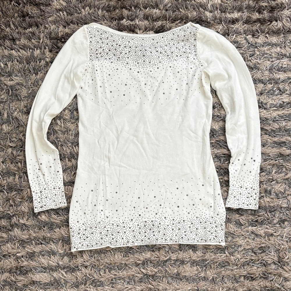 Elegant White Studded Women's Tunic, Size S